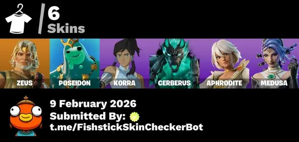 [PC/PSN/XBOX] 6 Skins | Zeus | Poseidon | Korra | Cerberus | Medusa | Aphrodite | 550 VB | FN72