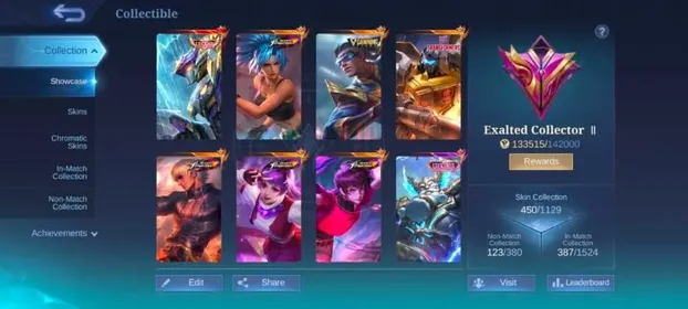 ML# 1580 legend Franco saber Naruto Lukas KOF Gusion guin dyrotth street fighter Chou dawing Bruno collector Aldo's badang LUCKY 3 deluxe 49 TLPH Recall