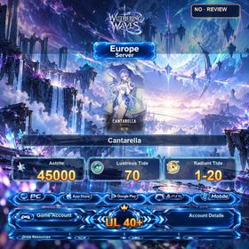 NO:EU4 | Europe | Cantarella | Astrite:45000 | Lustrous Tide:70 | Radiant Tide:1-20 |UL40+丨