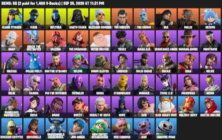 [PC/PSN/XBOX] 58 skins | Cloud Striker | Fixer | Sultura | Darth Vader | Blizzard Bomber | The Ageless | The Origin | Era | Malik | Nezumi | 450 VB