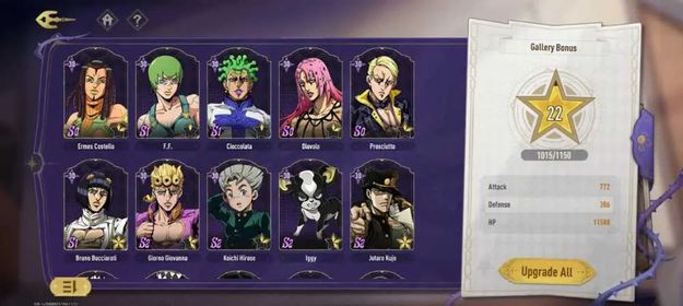 JGS56 – America High-Dupe Account | 11 SSR, Jotaro 9x, Bruno 9x, Giorno 5x, 53K Gems
