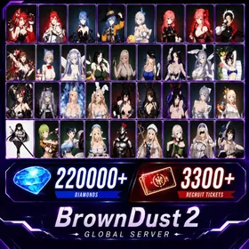 [GLOBAL]220000 Diamonds+Noble Flame Ikaruga+ Beachside Angel Teresse（+5）+Esteemed Adventurer Eris +Respected Master Roxy+Your Very Own Cat Eris +Emerging Desire Roxy+Orcbolg Goblin Slayer+Supreme God Archbishop Sword Maiden+Earth Mother Believer Priestess +Daughter of Starwind High Elf Archer+Pure White Blessing Refithea+Water Park Queen Wilhelmina+Hedonist Liberta+Dream Bride Eclipse（+5）+Daydream Bunny-Murphyia（+5）+Summer Vacation Dalvi（+5）+Stray Cats Rou+Frozen Queen Wilhelmina（+5）+Dark Saintess Liberta（+5）+B-Rank Idol Helena+Homunculus Lathel +Medical Club Teresse+Adventurer of the Unknown Diana+New Hire Nebris+Innocent Bunny Tyr+Celebrity Bunny Loen +Masquerade Bunny Celia+Nightmare Bunny Eclipse +Dancing Snowflake Yumi+Fist of Conviction Yozakura+Gentle Destroyer Yomi+Kind Ruthlessness Hikage+Ocean Vanguard Luvencia+Pool Party Justia+Pool Party Scheherazade| Single draw coupon:3300+ |5★ Recruitment Ticket*8 +|5★ Draw Ticket*10|random 100-200 five-star clothing+ 120-160 UR weapons|4,400 pulls|[Fast delivery] BrownDust 2 Account BDust 2