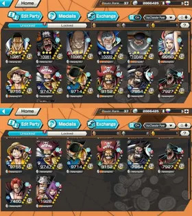 LVL 37 - HB 15 - 13 EX META 3 MAX - KIZARU MAX - MARSHALL V2 MAX - NUSJURO MAX - GARP - SATURN - YAMATO - LUFFY - ROGER V1 V2 - ZORO& SANJI - KAIDO V2 - MARSHALL V1 - SHANKS - SUPPORT 153  - BR587