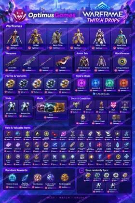Twitch Drop (2364) items | x10 Archon Shards/Mesa Prime/Saryn Prime/Sevagoth/Valkyr Prime/Haalvu/AX-52/38 Forma/3 Orokin