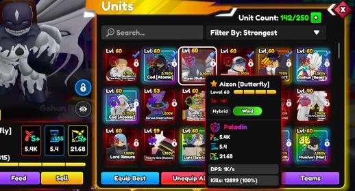 [INSTANT DELIVERY] LVL143 SHINY CID WITH SSS DAMAGE GOHAN BEAST MAXED MIRACLE TIME KING HYBRID MIRACLE SIDEA FROST GENERAL MIRACLE AIZON BUTTERFLY PALADIN BEERUS DESTRUCTION ANUBIS DIO FROM HEAVEN SNIPER 1 AND MORE!