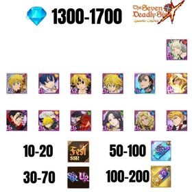 [GLOBAL] 1300-1700 GEMS | ODIN | GAWAIN | NEMESIS MELIODAS | ESCANOR/MERLIN | 11 FEST UR | 30-70 FEST UR/SSR