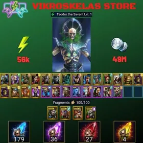 Starter with Teodor + Shards : 179 Ancient, 36 Void, 27 Primal, 4 Sacred | Ninja + 20 Login Legendary | Mine max