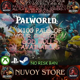PALWORLD // X100 PALS OF YOUR CHOICE // GOD ROLLS // LVL MAX// ALL PLATFORM AND ALL SERVERS // PAL BOX REQUIRED