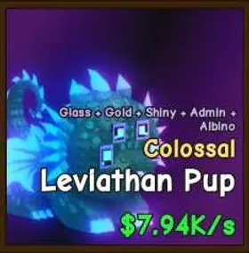 !!COLOSSAL LEVIATHAN PUP NEW SHINY+GLASS+GOLD+ALBINO CHEAP!!