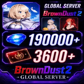 [GLOBAL]190000+ Diamonds +Beachside Angel Teresse+Hedonist Liberta| Single draw coupon:3600 |5-star Recruitment Tickets *3|Five-star coupons*3-5 + random 40-60 five-star clothing+ 100-160 UR weapons|[Fast delivery]BrownDust 2 Account BDust 2