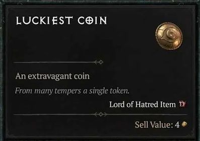 Season Softcore | x1 Luckiest Coin | Quest Item | Uber Horadrims