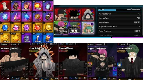 Instant Delivery Account Clean Itachi Unbound Megumi Unbound Kenpachi Unbound Puppet Unbound Stone Alchemist Investor[ikbl023]