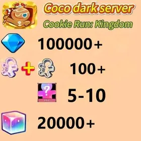 Coco dark server|100000+ Crystals| 100+ Cookie Cutters|Rainbow Cubes 20000+|iOS/Android Cookie Run: Kingdom