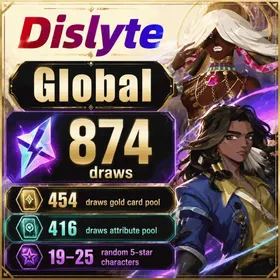 Global | gems, lottery tickets, 874 draws, 454 draws gold card pool, 416 draws attribute pool, Cecilia Isis, Unas Shu, 19-25 random 5-star characters