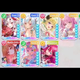 7 SSR || Starter : Ichijou Ririka (Summer), Nakiri Ayame (Summer) Bloom 1, Himemori Luna (Summer), Nakiri Ayame, Tsunomaki Watame, Himemori Luna, IRyS