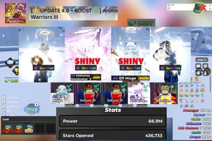 Anime Warriors III 26🔥| ✨Power 66M ✨2 SHINY |👑4 SunGod |🔓Clean • Account/phone not verified • Instant Delivery🔥 Anime Warriors 3