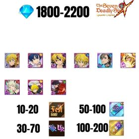 [GLOBAL] 1800-2200 GEMS | ODIN | GAWAIN | NEMESIS MELIODAS | ESCANOR/MERLIN | 8 FEST UR | 30-70 FEST UR/SSR