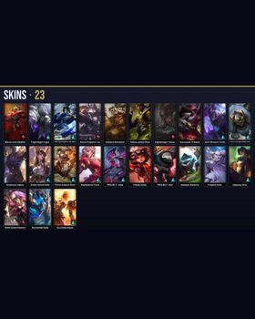 🌍 ME1 ⭐ Unranked 🎨 23 Skins 🏆 67 Champions 💙 555 BE 📈 Level 113 🏅 Victorious Aatrox 💎 4 Legendary 🔹 Blood Lord Vladimir 🔹 Mecha Kingdoms Jax 🔹 Nightbringer Yasuo 🔹 Battle Queen Katarina 🔹 Fright Night Urgot 🔹 Warring Kingdoms Xin Zhao m9378065891