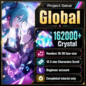 Global | 162000+ Crystal, 10 3-star Characters Scroll, Random 18-30 four-star | 1 Hour Delivery