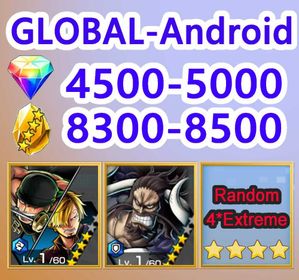 Android-Zoro & Sanji+Kaido(Defenders)+4*Random Extreme+4500-5000*Diamonds+8300-8800*Crystal Fragments+50-70*Random 6 star