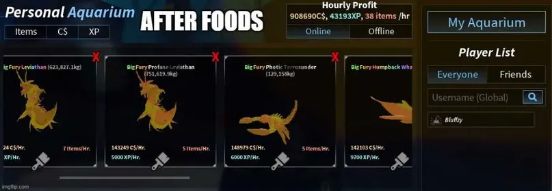 FISCH Roblox 🐟 | Aquarium set (5 Fishes) 908k/hr after foods