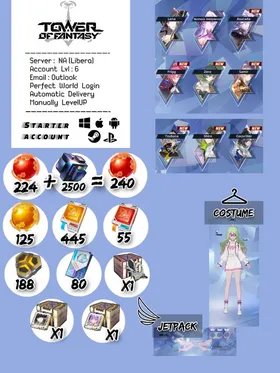 NA (Libera) | Lvl:6 | 240 Red Nucleus+ Lana(+matrix box)+Nemesis Voidpiercer(+Matrix Box)+Asurada+80 Gold Nucleus+6 SSR+SSR BOX,Costume,Jetpack | Event banner 30/80 | #aa39