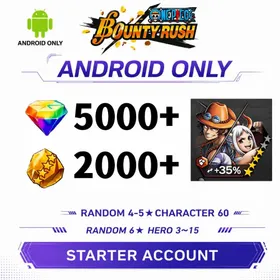 Global[ANDROID/Only][5000-5200 RD][1600-2000 GF] [4★Ace&Yamato]+60+ Random 4-5 Star Characters+Random 6 Star Character 3-15[Fast delivery][Beginner Account]|ONE PIECE Bounty Rush