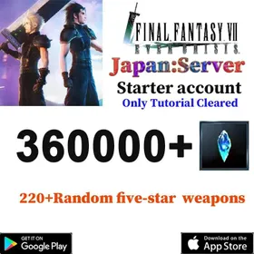 JP ✅360000+Blue Crystal+220 Random Five-Star Weapons+All kinds Five-star interchangeable volume × 5+Various Five-Star Weapon Confirmation Coupons×40+Various Memorial Lottery Box ×80 +account binding SE/Final Fantasy VII Ever Crisis
