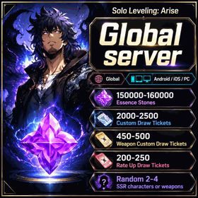 Global | Starter Account | 150000-160000 Essence Stones, 2000-2500 Custom Draw Tickets, 450-500 Weapon Custom Draw Tickets, 200-250 Rate Up Draw Tickets, Random 2-4 SSR characters or weapons