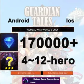 Global [Asia W2 Server]+170000+ Diamonds, 4-12 3star heros+1~10random weapon|Progress 1-4 |Android/iOS