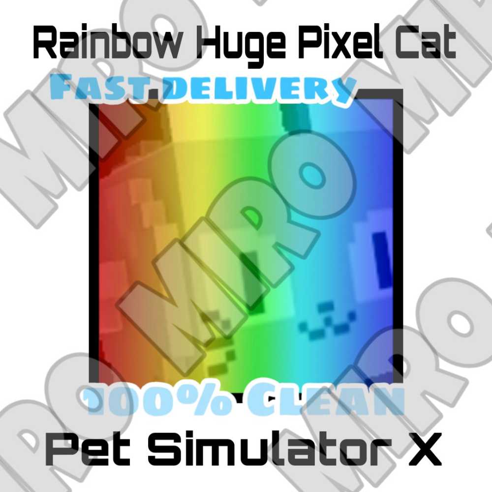 Rainbow Huge Pixel Cat Pet Simulator X Fast Delivery
