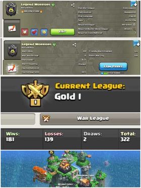 ➤CLAN LEVEL 15➤ GOLD LEAGUE 1 ➤NAME: Legend worriors ➤ RARE ENGLISH NAME ➤ CLAN CAPITAL 7|| WIN- 181 | LOSS-139 ➤LOW PRICE