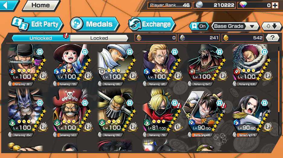 Compte OPBR - Garp V3, Kuzan, Zoro Onigashima, Roger, Kobby V3 +