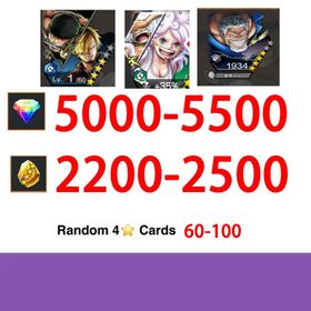 Global|Android/Only|5000-5500RD|2300-2500GF+Bonney+zoro sanji+Monkey.D.Kapu+60-80random 4-star characters100% Safe Account|