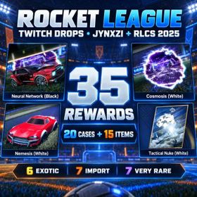 Rocket League Twitch Drops | Jynxzi, Tactical Nuke, Cosmosis, Nemesis | 20 RLCS Cases + 15 Items