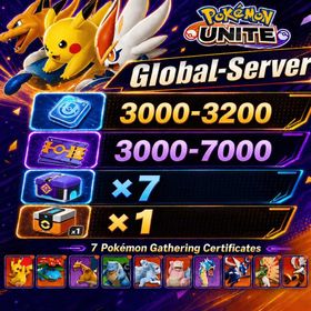Global|Male|Global|Unite License Points: 3000-3200|Aeos Tickets: 3000–7000 |Unite License Selection Boxes ×7(1 Eevee Selection Box, plus 1 Selection Box each for Attacker / All-Rounder / Speedster / Defender / Supporter/Rising Voltage Event Selection Box ×1)，| Level 2.|IOS/Android/Nintendo Switch|Pokemon UNITE
