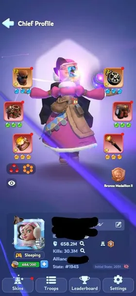 4 - FC 9 | Power 658M  | 40 Hero | VIP 8 | 30 Skin | 2 Helios | 135k Gems | INSTANT DELIVERY!