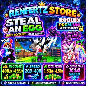 🌈 STEAL AN EGG ACCOUNT INCOME 40B/s - 45B/s 💸 (Random Pet Secret - Eternal - Devine) | Speed 20B - 40B ⚡ | 💸1.5Qa - 4.5Qa Total Money💲| UNVERIF EMAIL | ⚡️ Instan Delivery ⚡️