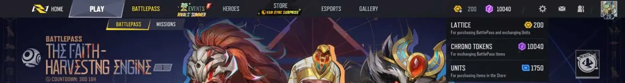 [ STEAM-NEW S9.5 PLATINUM III ] LEVEL 20 - 1750 UNITS - 4 SKINS - 200 LATTICE - 10K CHRONO TOKENS - #READY FOR RANKED