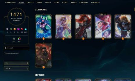 [NA] Level 479 | 1471 Skins | Ashen Pantheon | Ashen Pyke | Ashen Sylas | 81 Mythic Skins and 89 Legendaries and More!