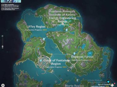 Explore Full Fontaine 100% + Sea of Bygone +Lvl Max Hydroculus + Lvl Max Fontaine of Lucine [ lvl 50 ]