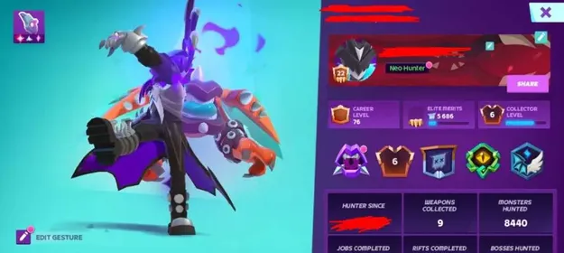 MOCO CAREER LEVEL 76✅COLLECTOR LEVEL 6✅SPECIAL SKIN✅9 WEAPONS COLLECTED✅FULL ACCESS✅SUPERCELL ID