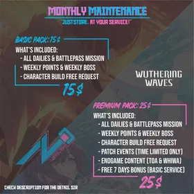 Monthly Maintenance Service 30 Days | Wuthering Waves | +7 Days Bonus (Premium Pack Only)