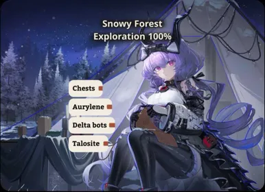 Snowy Forest Exploration 100%. Chests. Aurylene. Delta bots. Wuling 1.5