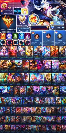 🔥 MEGA COLLECTOR 3 (III) |🌟 544 SKINS | 2 LEGENDS (VALIR LUNOX) | 6 COLLECTOR (ALICE XAVIER YI SUN-SHIN AURORA PHARSA NATALIA) | BENEDETTA SOUL VESSEL | 3 SANRIO (CLAUDE CHANGE FLORYN) | X BORG TRANSFORMER | 3 KOF (VALIR DYRROTH KARINA) | 2 THE ASPIRANTS (VEXANA CHANG'E) | 2 PRIME (GRANGER CLAUDE) | 6 ANNUAL STARLIGHT | 7 LUCKYBOX | 7 ZODIAC | 75 DELUXE SKINS | MOBILE LEGENDS ACCOUNT