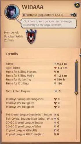 Asia |1,81M Total Fame - 9,23M Silver| T8 Ore Miner Gather Equipment with T7 BattleAxe Build |111 learning Point|Check SS|AO898