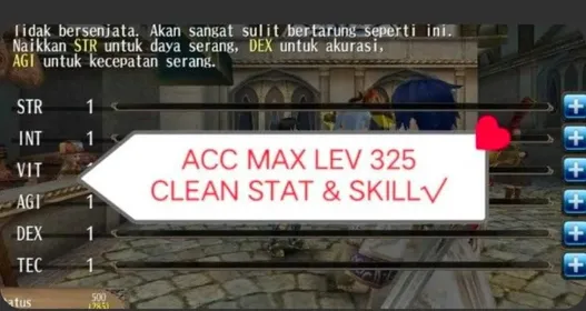 PLAIN CAP ACCOUNT ACC MAX LEV 325 CLEAN STAT & SKILL