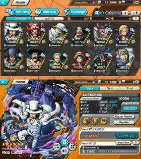 LVL 9 - 3 EX META 2 MAX🔥ROB LUCCI MAX🔥ROGER MAX🔥KUZAN🔥JABRA,KAKU,BLUENO MAX🔥GOOD MEDAL🔥MANY MEDAL MATERIAL - BR34