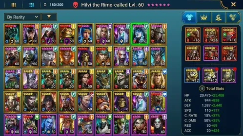 Power 2.82M | Level 57 | 35 Legendary | 135 Epic | 1 Key CB NM | RSLA219