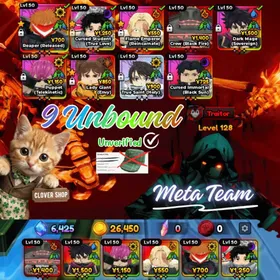 🐦‍🔥 Anime Expedition | 9x Unbound  | Secret Crow | Meta Team | Lv128 | Clover Shop | Unverified ✅| Instant Delivery